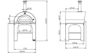 Clementi Pulcinella 100x80 Kupfer-Pizzaofen auf Ständer