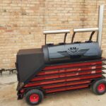 Offset Smoker Grill Trolley Deluxe Double Chamber – Image 2