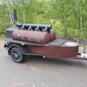 Reverse-flow smoker trailer with sink - picture 1