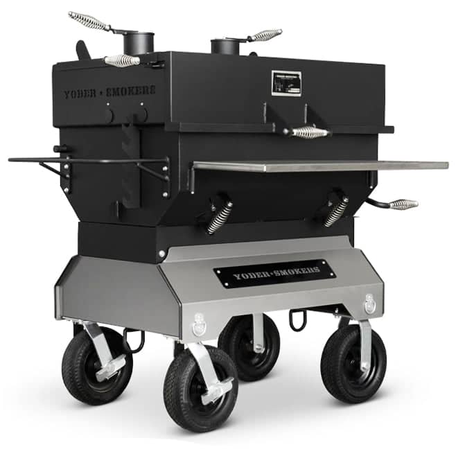 yoder-smokers-24x36-flat-top-adjustable-charcoal-grill-on-competition-cart-outdoor-grill-1217675864.jpg Yoder Smokers 24x36 flacher, verstellbarer Holzkohlegrill auf Wettbewerbswagen – Bild 1